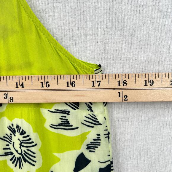 MAAJI Enchanted Mystery Mini Swim Coverup Dress Women L Lime Green Floral Ruffle - Picture 14 of 16